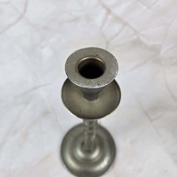 Pair of Vintage Aluminum Taper Candlestick Holders Twisted Body Style - Picture 3 of 14